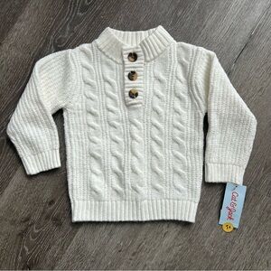 NWT Kids Boys 2T Cat & Jack White Cable Knit Sweater